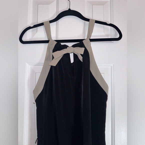 The Limited, Black and Beige Maxi Dress, ties around neck, 21 inch side splits S - Picture 5 of 16